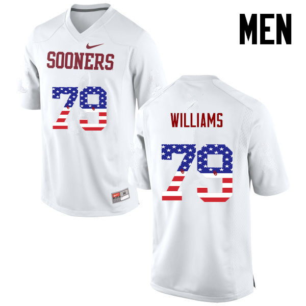 Men Oklahoma Sooners #79 Daryl Williams College Football USA Flag Fashion Jerseys-White